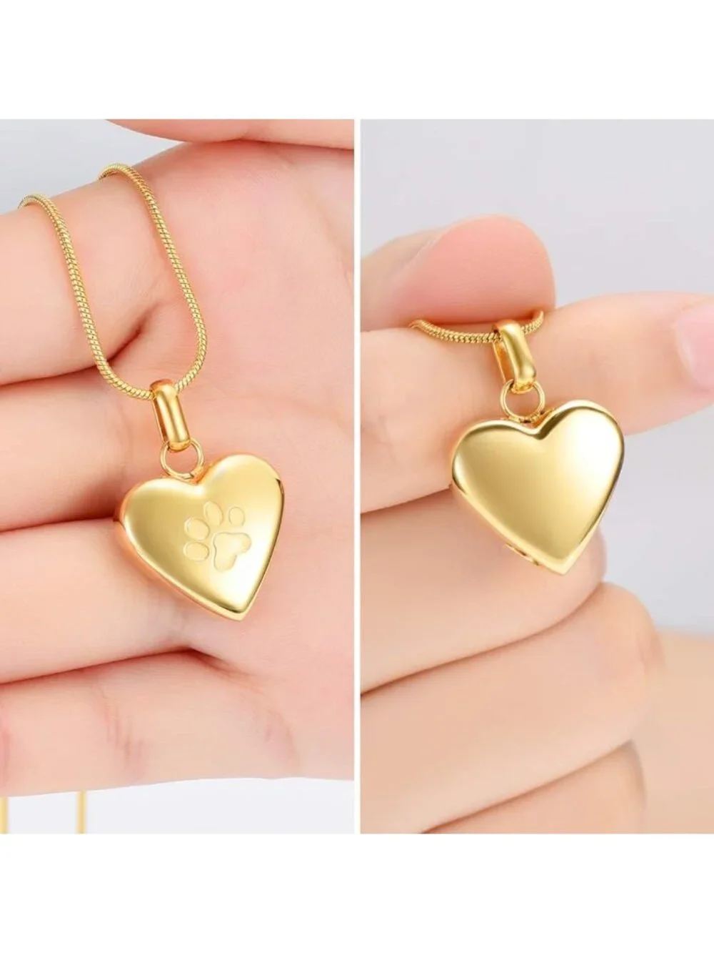 Pet Cremation Jewelry for Ashes - Heart Pendant Urn Necklace, Paw Print Memorial
